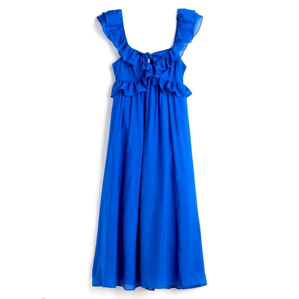 H&M lyocell blend ruffled midi dress size XS